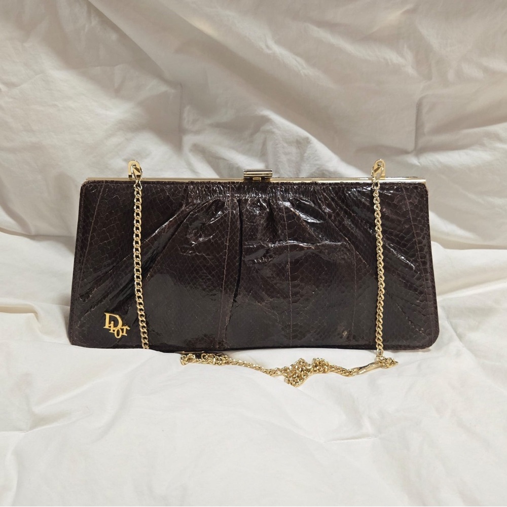 Vintage Dior Brown Leather Clutch